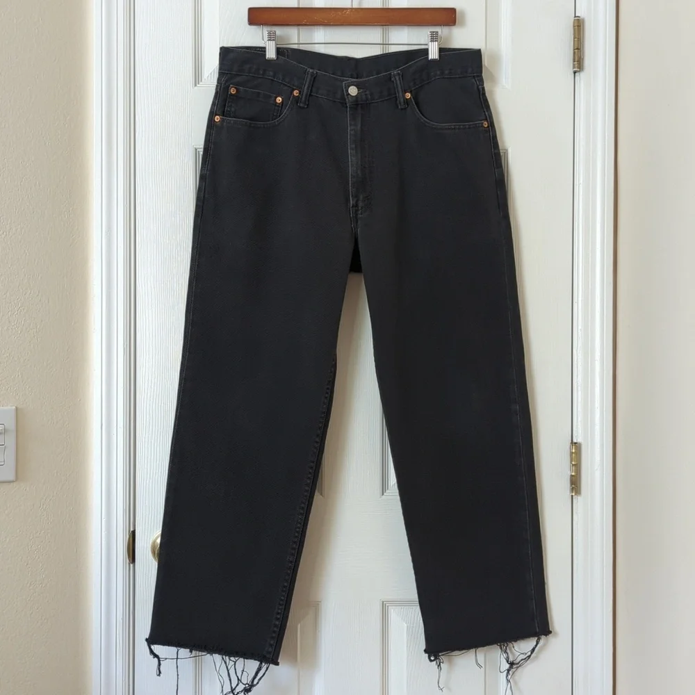 Levi's 550 Classic Rigid Relaxed Fit Straight Leg Raw Hem Jeans Black 36 x 30